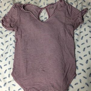 maroon and white shirt